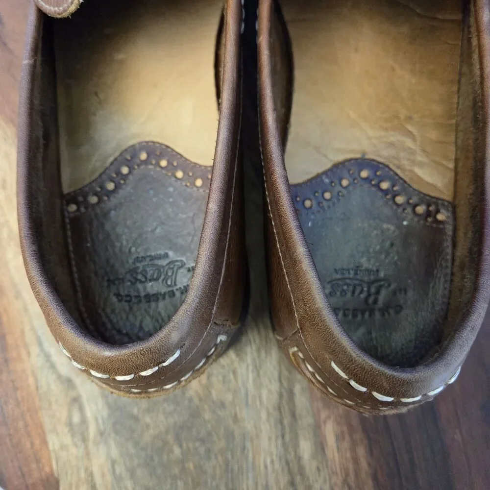 G.H. Bass Abner Moc-Toe Loafers Men's 9M Brown Pebbled Leather Classic Slip-On
